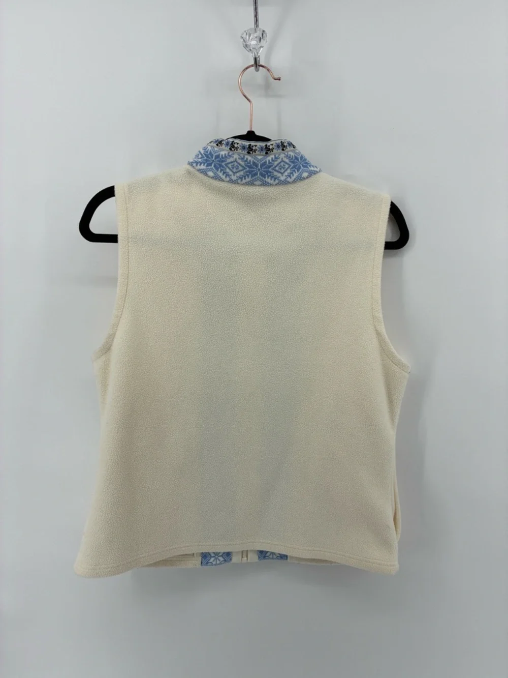 L.L. Bean Women's Cream Fleece Vest with Nordic Trim - Picture 5 of 7